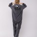 Dark Gray Raccoon Onesie Cartoon Animal One Piece Pajamas Fleece Couple Kigurumi Home Clothes