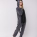 Dark Gray Raccoon Onesie Cartoon Animal One Piece Pajamas Fleece Couple Kigurumi Home Clothes