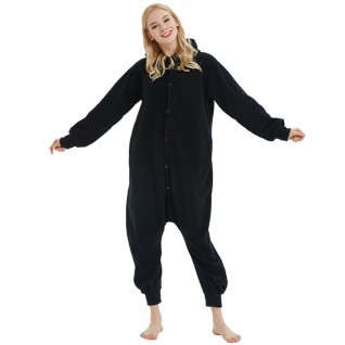 Kumamon Onesie Black Kigurumi Adult Polar Fleece Pajamas