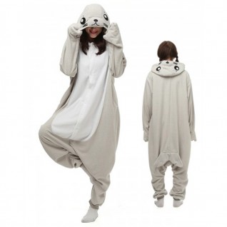 Grey Seal Pajamas Polyester Onesie Adult Cartoon Animal One Piece Kigurumi