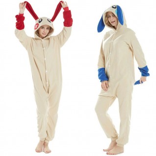 Minus Plus Rabbit Pajamas Kigurumi Adult Cartoon Onesie Polar Fleece Couple Home Clothes