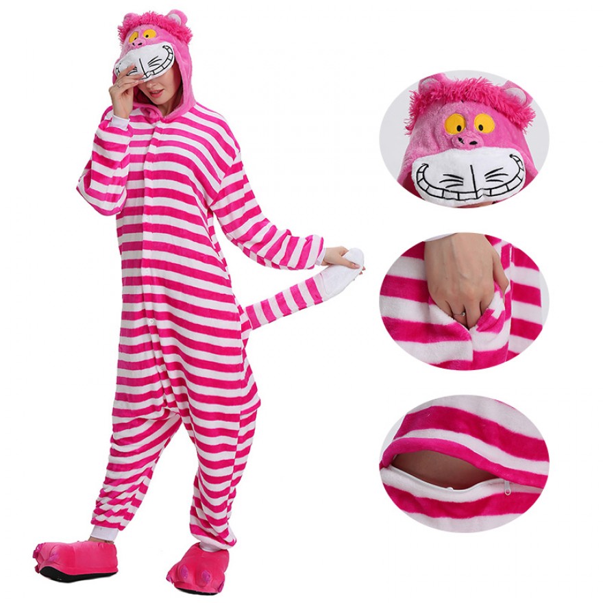 Cheshire Cat Kigurumi Animal Onesie Pajama Costumes for Adult