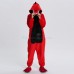 Red Dinosaur Kigurumi Animal Onesie Pajama Costumes for Adult