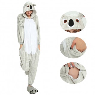 Grey Koala Kigurumi Animal Onesie Pajama Costumes for Adult