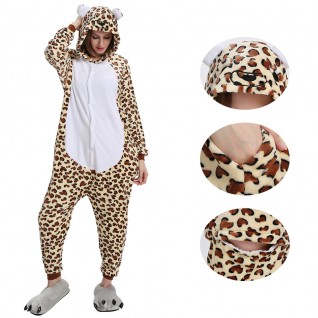 Leopard Bear Kigurumi Animal Onesie Pajama Costumes for Adult