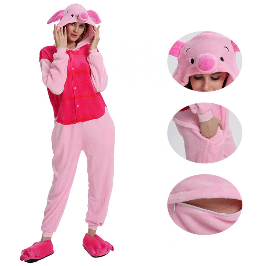 Piglet Kigurumi Animal Onesie Pajama Costumes for Adult