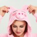 Pink Pig Kigurumi Animal Onesie Pajama Costumes for Adult