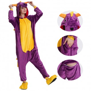 Purple Dragon Kigurumi Onesies Pajamas Animal Onesies for Adult