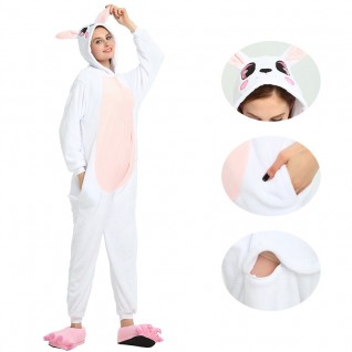 Pink Rabbit Kigurumi Onesies Pajamas Animal Onesies for Adult