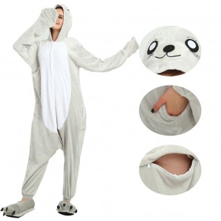 Grey Sea Lion Kigurumi Animal Onesie Pajama Costumes for Adult