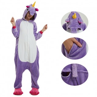 Light Purple Unicorn Kigurumi Onesies Pajamas Animal Onesies for Adult