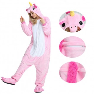 Unicorn Pink Kigurumi Animal Onesie Pajama Costumes for Adult