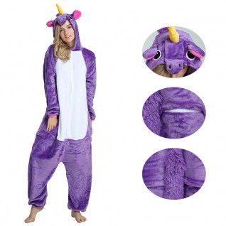 Purple Unicorn Kigurumi Onesies Pajamas Animal Onesies for Adult