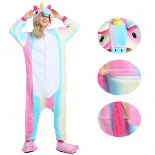 Rainbow Unicorn Kigurumi Animal Onesie Pajama Costumes for Adult