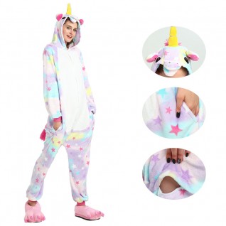 Stars Unicorn Kigurumi Onesies Pajamas Animal Onesies for Adult