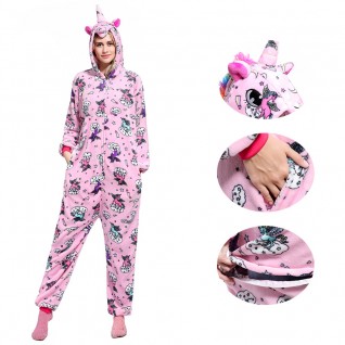 Pink Zipper Unicorn Onesie Pajamas Animal Onesies for Adult