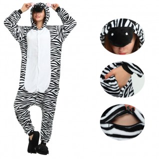 Zebra Kigurumi Animal Onesie Pajama Costumes for Adult