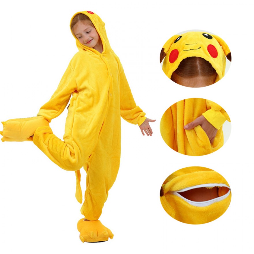 belangrijk Schrikken Asser Kids Pikachu Kigurumi Animal Onesies Pajamas