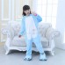 Kids Kigurumi Blue Unicorn Animal Kids Onesies Pajamas