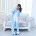 Kids Kigurumi Blue Unicorn Animal Kids Onesies Pajamas