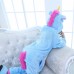 Kids Kigurumi Blue Unicorn Animal Kids Onesies Pajamas