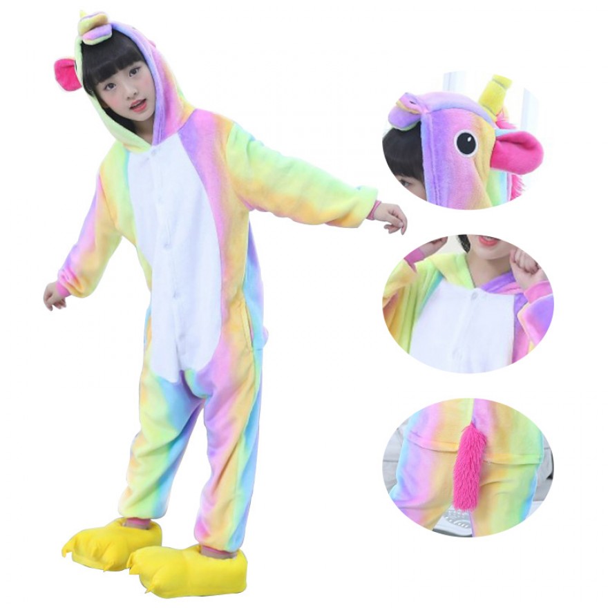 Kids Colorful Unicorn Kigurumi Animal Onesies Pajamas