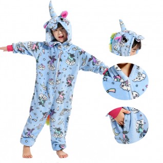 Kids Zipper Unicorn Kigurumi Animal Kids Onesies Pajamas