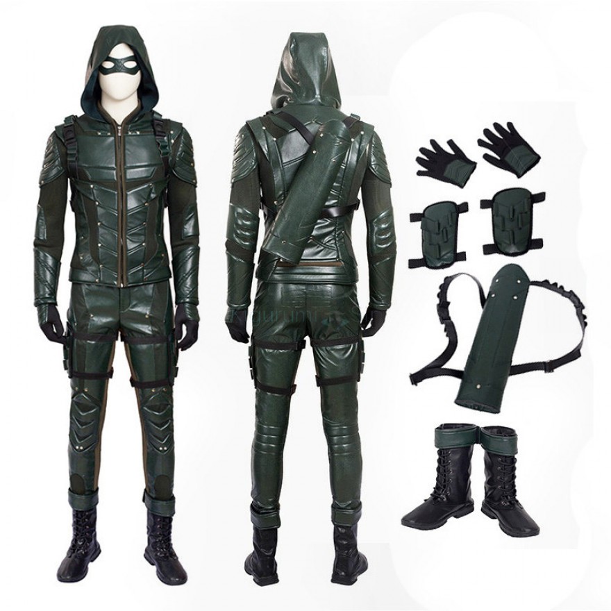 Hot Cakes Green Arrow Season 5 Oliver Queen Cosplay Costume and Cosplay Shoes 
